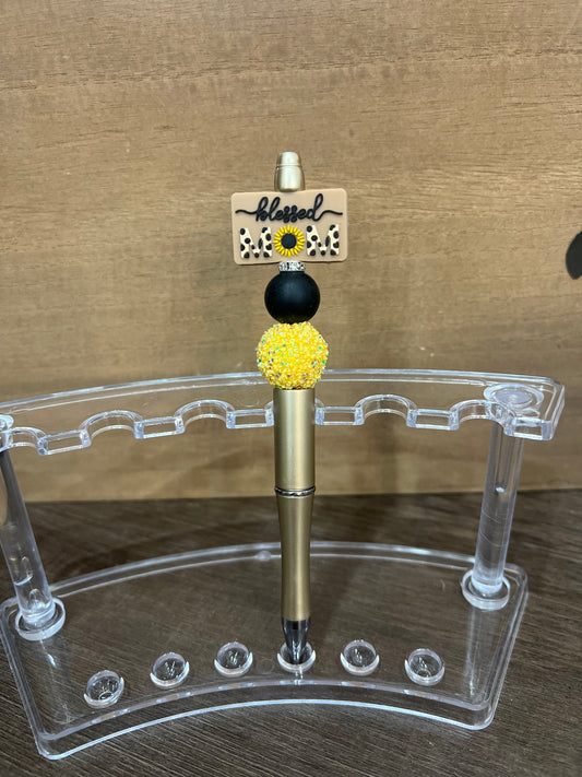 Blessed Mom Sunflower Beaded Pen