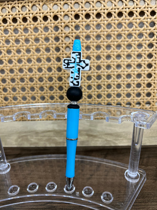 Blue Faith Beaded Pen